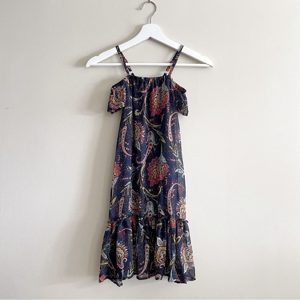 NWT Imoga Roselyn Paisley Dress Girls Size 3 Off-Shoulder Ruffle Hem